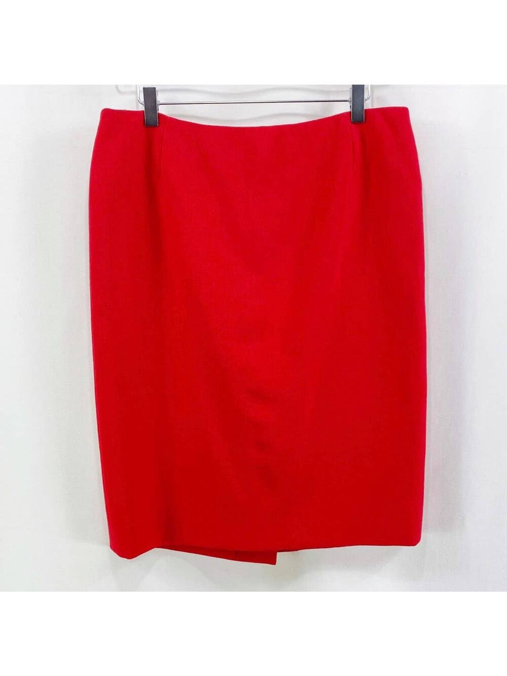 ESCADA Y2K 00s Red 100% Wool Knee Length Pencil Skirt